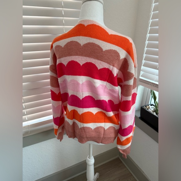 Womens Off Shoulder Round Neck Rainbow Floral Print Sweater - Picture 3 of 9